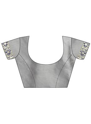 Grey Embroidered Silk Saree With Blouse 5