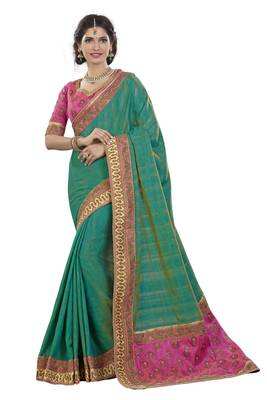 Cobalt Blue Woven Silk Saree With Blouse 1