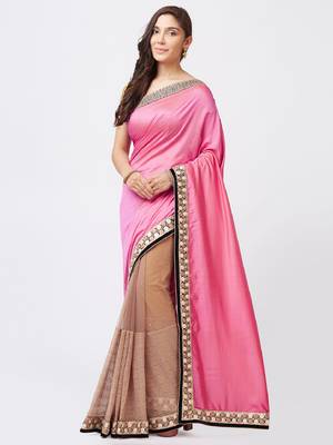 Light Pink Embroidered Silk Saree With Blouse 1
