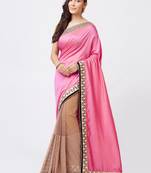 Light Pink Embroidered Silk Saree With Blouse