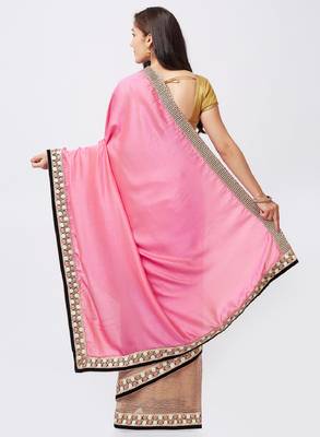 Light Pink Embroidered Silk Saree With Blouse 2