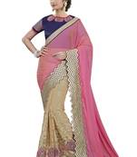 Light Pink Embroidered Silk Saree With Blouse