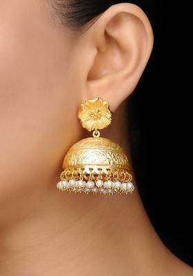 Gold Frosted Flower Jhumka 1