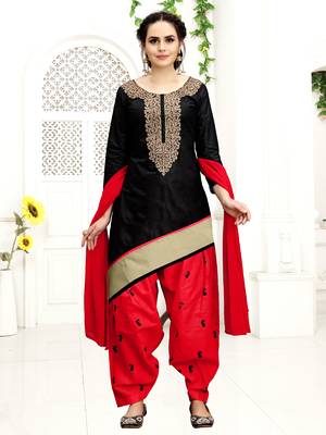 Black embroidered cotton salwar with dupatta 1