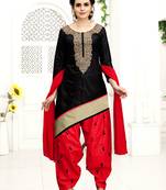 Black embroidered cotton salwar with dupatta