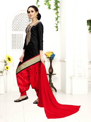 Black embroidered cotton salwar with dupatta 3