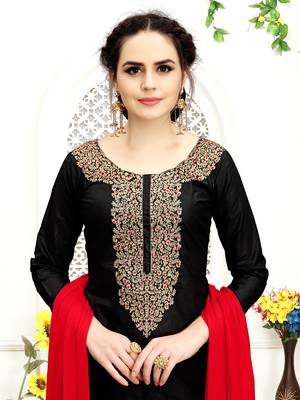 Black embroidered cotton salwar with dupatta 4