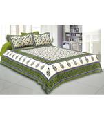 Sanganeri Jaipuri Printed Cotton Bedding Bedsheet With 2 Pillow Cover Queen Size Floral Print Bedspread
