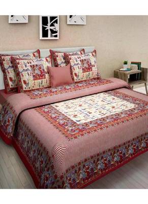 Sanganeri Printed Cotton Bedding Bedsheet With 2 Pillow Cover Queen Size Bedspread 90X108 1