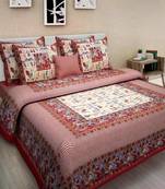 Sanganeri Printed Cotton Bedding Bedsheet With 2 Pillow Cover Queen Size Bedspread 90X108