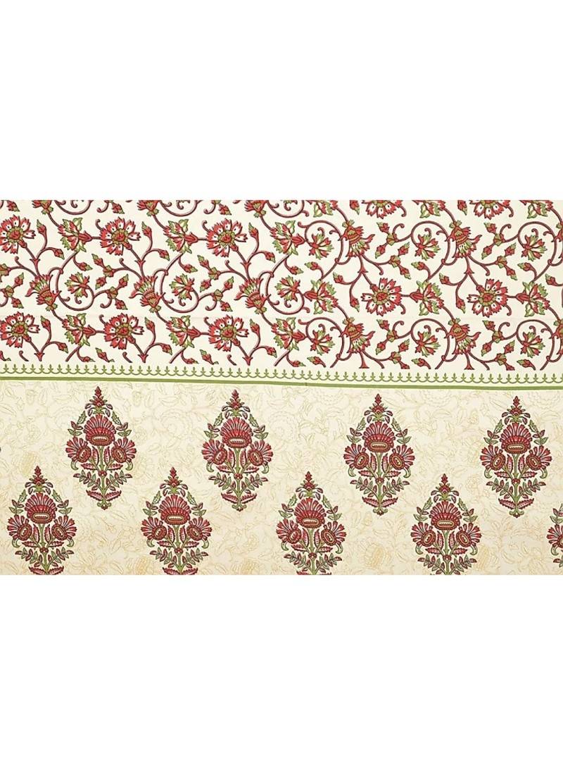 Sanganeri Printed Cotton Bedding Bedsheet With 2 Pillow Cover Queen Size Bedspread 90X108
