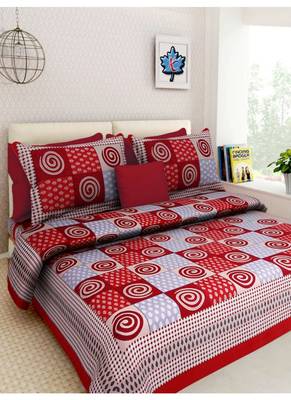 Indian Print Queen Size Cotton Bedding Bedsheet With 2 Pillow Cover Sanganeri Double Size 1