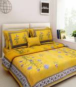 Cotton Indian Print Queen Size Cotton Bedding Bedsheet With 2 Pillow Cover Sanganeri Double Size