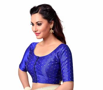 Royal Blue Art Silk Readymade Blouse 2