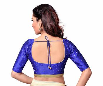 Royal Blue Art Silk Readymade Blouse 3