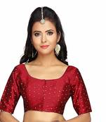Red Art Silk Readymade Blouse