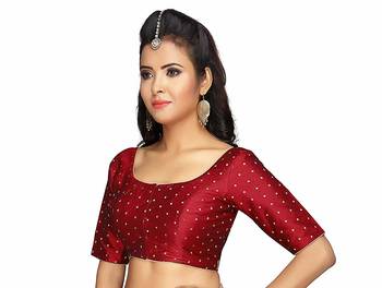 Red Art Silk Readymade Blouse 2
