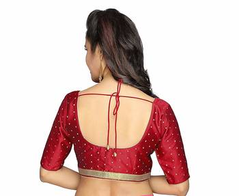 Red Art Silk Readymade Blouse 3