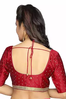Red Art Silk Readymade Blouse