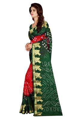 Multicolor printed art silk bandhej saree  with blouse 2