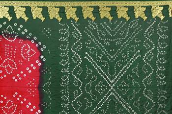 Multicolor printed art silk bandhej saree  with blouse 5