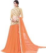 Orange Color Net Designer Semi  Stitched Lehenga Choli