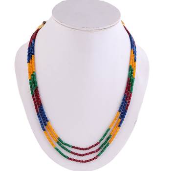 Multi-Strand Ruby Emerald Sapphire Necklace 1