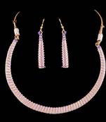 Gold And Purple Thread Work Necklace Set