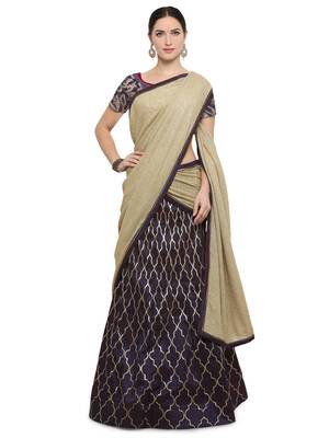 Purple Color Silk Designer Semi  Stitched Lehenga Choli 1