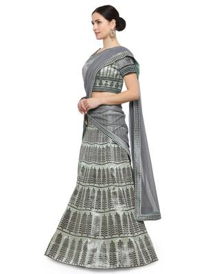 Green Color Silk Designer Semi  Stitched Lehenga Choli 2