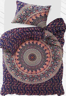 Cotton fabric elephant mandala blue duvet cover size single 1