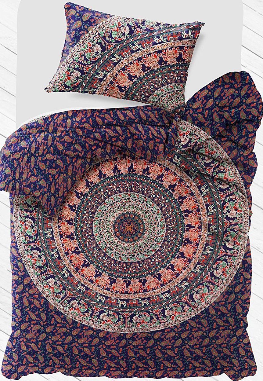 Cotton Fabric Elephant Mandala Blue Duvet Cover Size Single Indian Cotton Fabric Elephant Mandala Blue Duvet Cover Size Single Indian Consigners 2776673