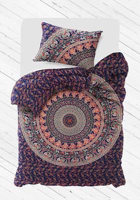 Cotton fabric elephant mandala blue duvet cover size single 2