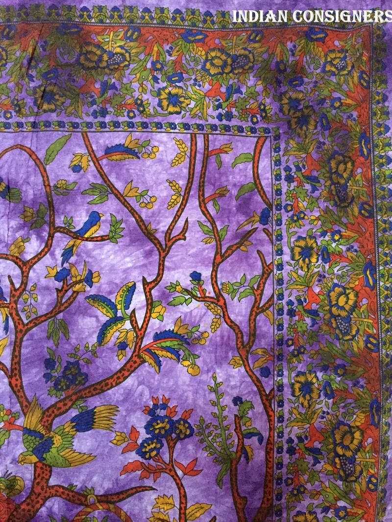 Tree Of Life Purple Cotton Twin Tapestry INDIAN CONSIGNERS 2776772