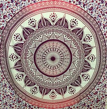 Flower mandala Purple Cotton Twin Tapestry 1