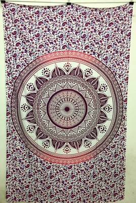 Flower mandala Purple Cotton Twin Tapestry 2