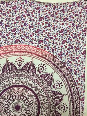 Flower mandala Purple Cotton Twin Tapestry 3
