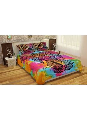 Stand elephant multi duvet cover with 2 pillow cover cotton size queen 1