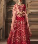 Red Banarasi Silk Bridel Wear Semi Stitched Lehenga Choli