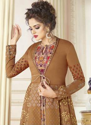 Mustard digital print satin stitched salwar 2