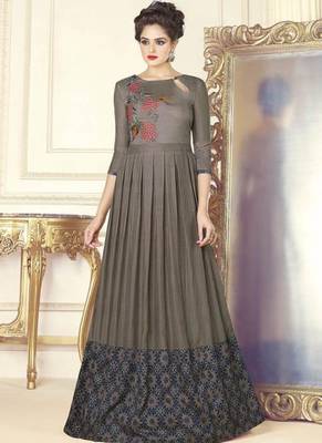 Dark grey digital print satin stitched salwar 1