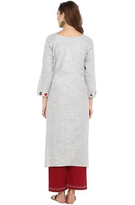 Janasya Cotton Embroidered Straight Kurta With Straight Pant 5