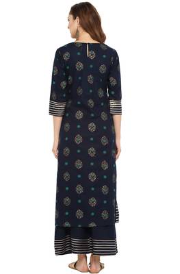 Janasya Cotton Gota Lace Straight Kurta With Palazzo 5