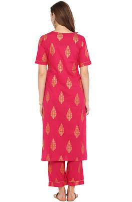 Janasya Cotton Foil Print Straight Kurta With Straight Pant 5