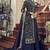 Royal blue embroidered velvet semi stitched salwar with dupatta