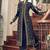 Royal blue embroidered velvet semi stitched salwar with dupatta