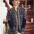 Royal blue embroidered velvet semi stitched salwar with dupatta