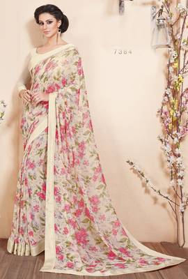 Multicolor Printed Georgette saree with blouse 1