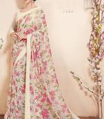 Multicolor Printed Georgette saree with blouse