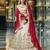 Cream Embroidered Velvet Lehenga With Dupatta